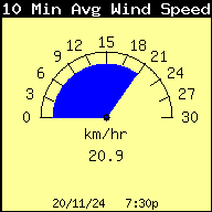 Velocidad media del viento cada 10 minutos